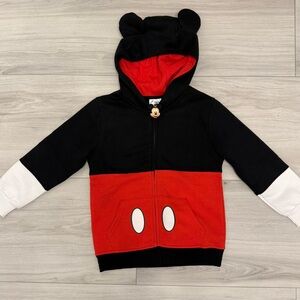 Disney Mickey Mouse Black and Red Hoodie with Character Ears